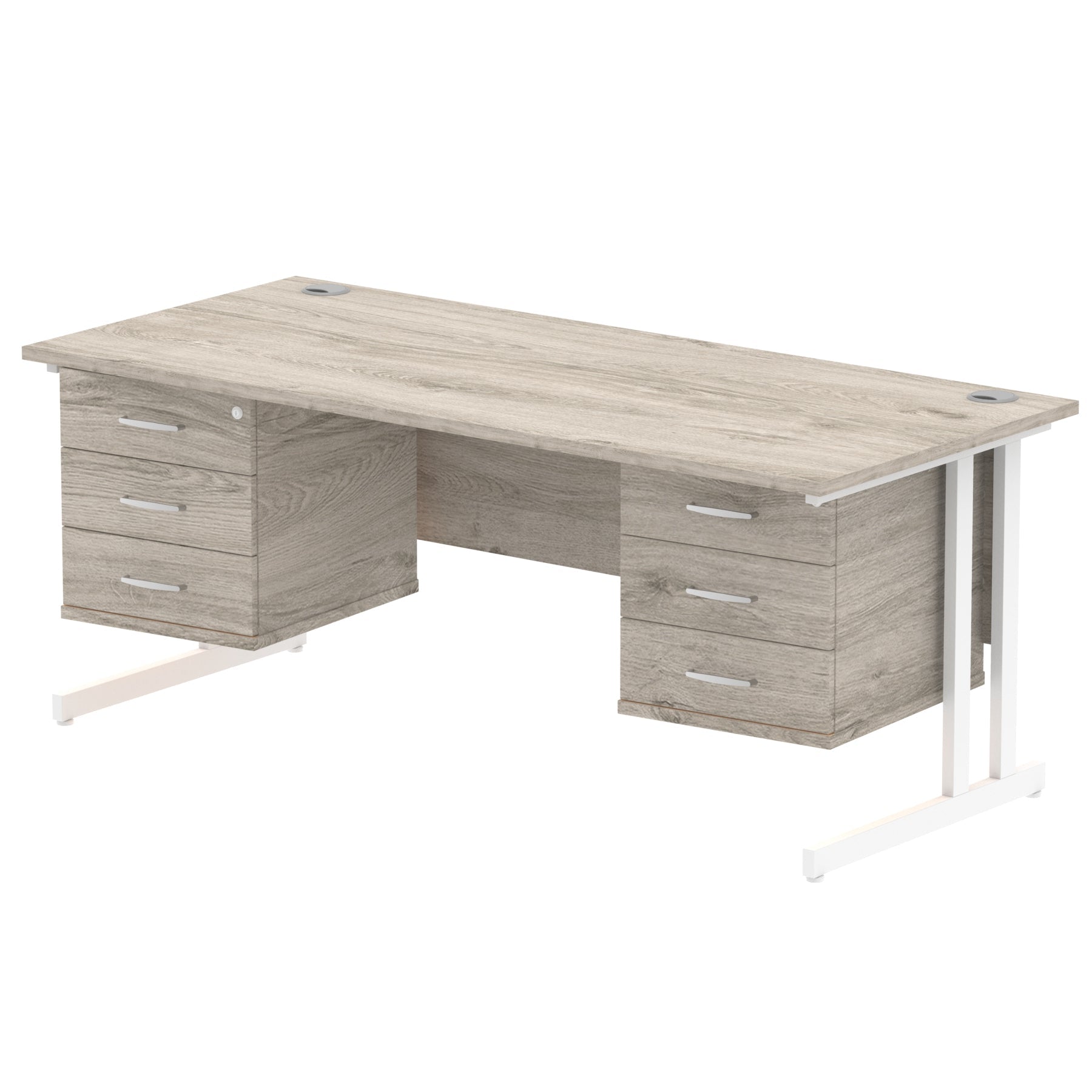 Office furniture impulse-cantilever-straight-desk-white-frame-with-fixed-pedestal Dynamic  BEECH 180 Wide 3 Drawer
