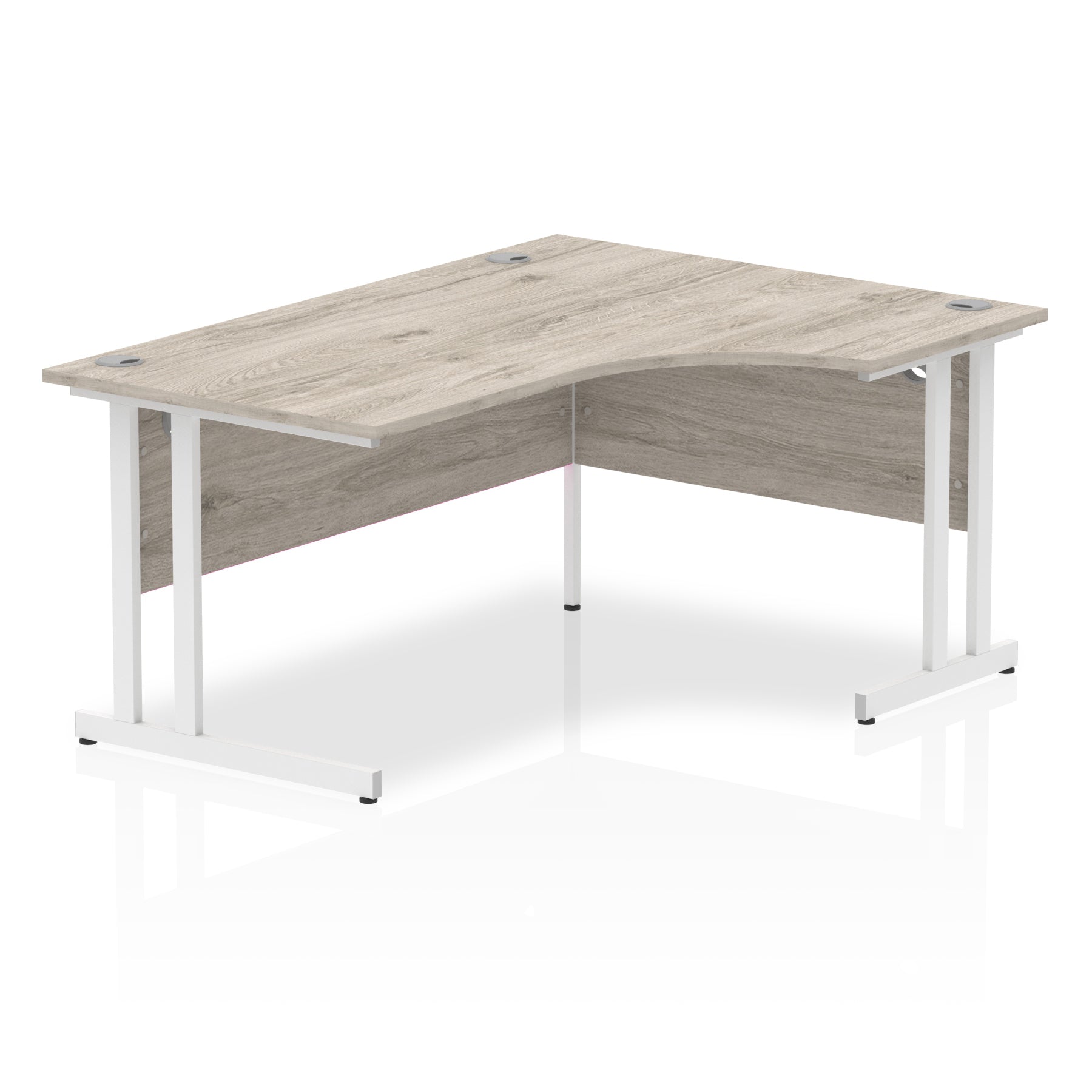 Office furniture impulse-160mm-right-crescent-desk-cantilever-leg Dynamic  White Colour Grey Oak 