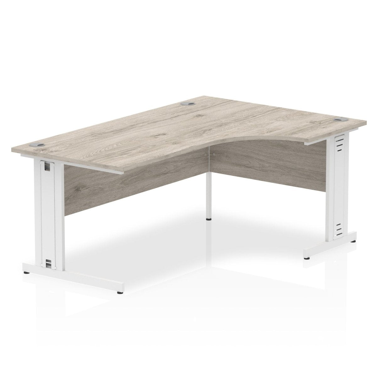 Office furniture impulse-160mm-right-crescent-desk-cable-managed-leg Dynamic  Grey Oak Desk Colour Black Leg