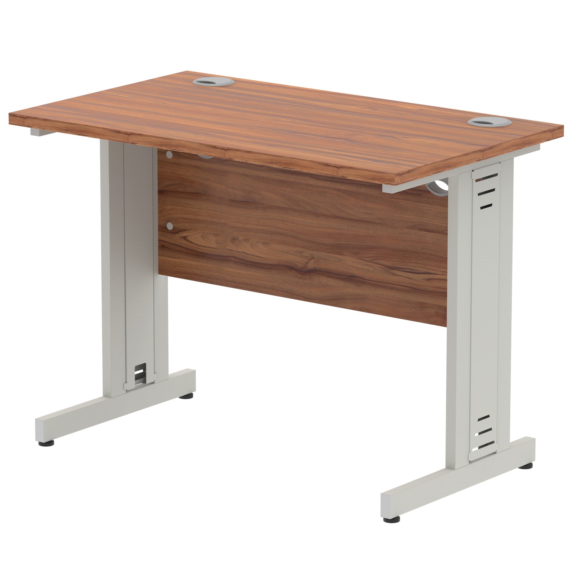 Office furniture impulse-100mm-straight-desk-cable-managed-leg Dynamic  Silver Colour Walnut 