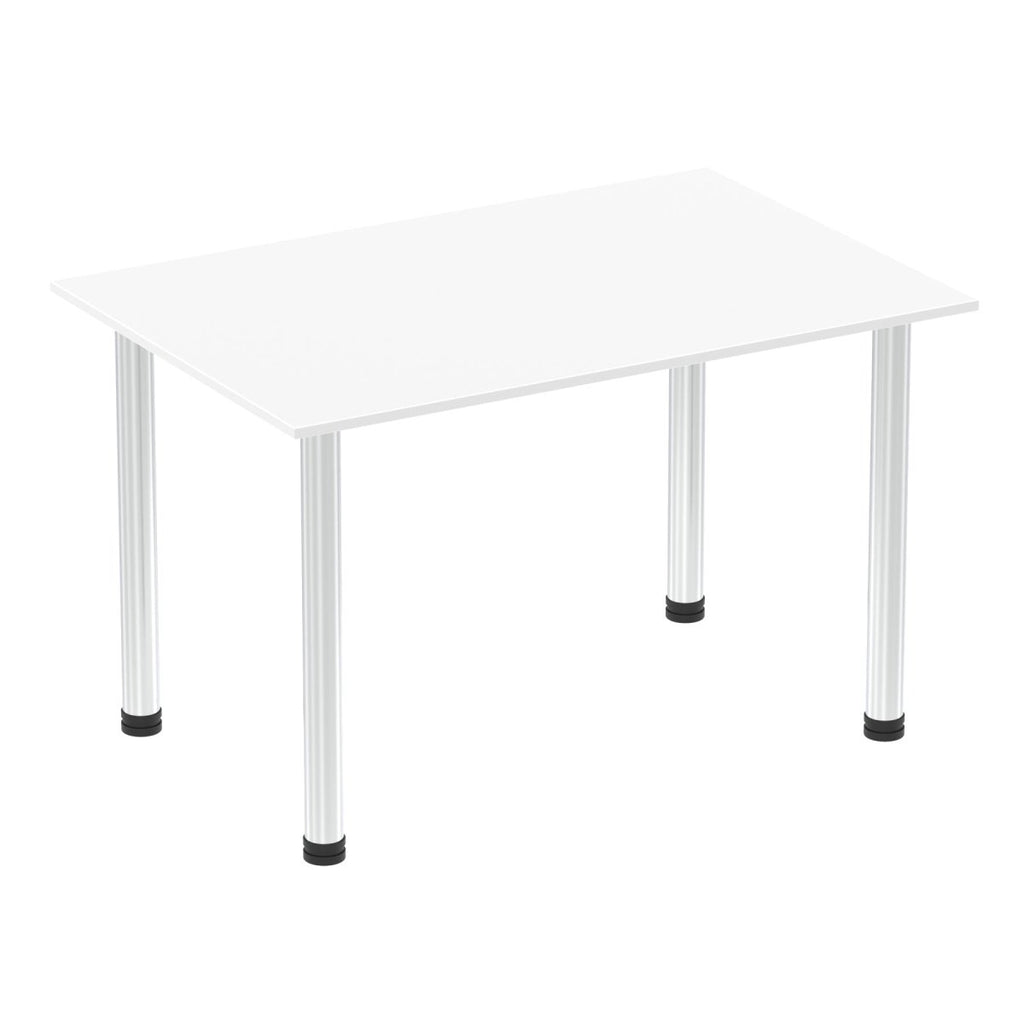 Office furniture impulse-120cm-straight-table-with-post-leg Dynamic  White Desk  ChromeLeg