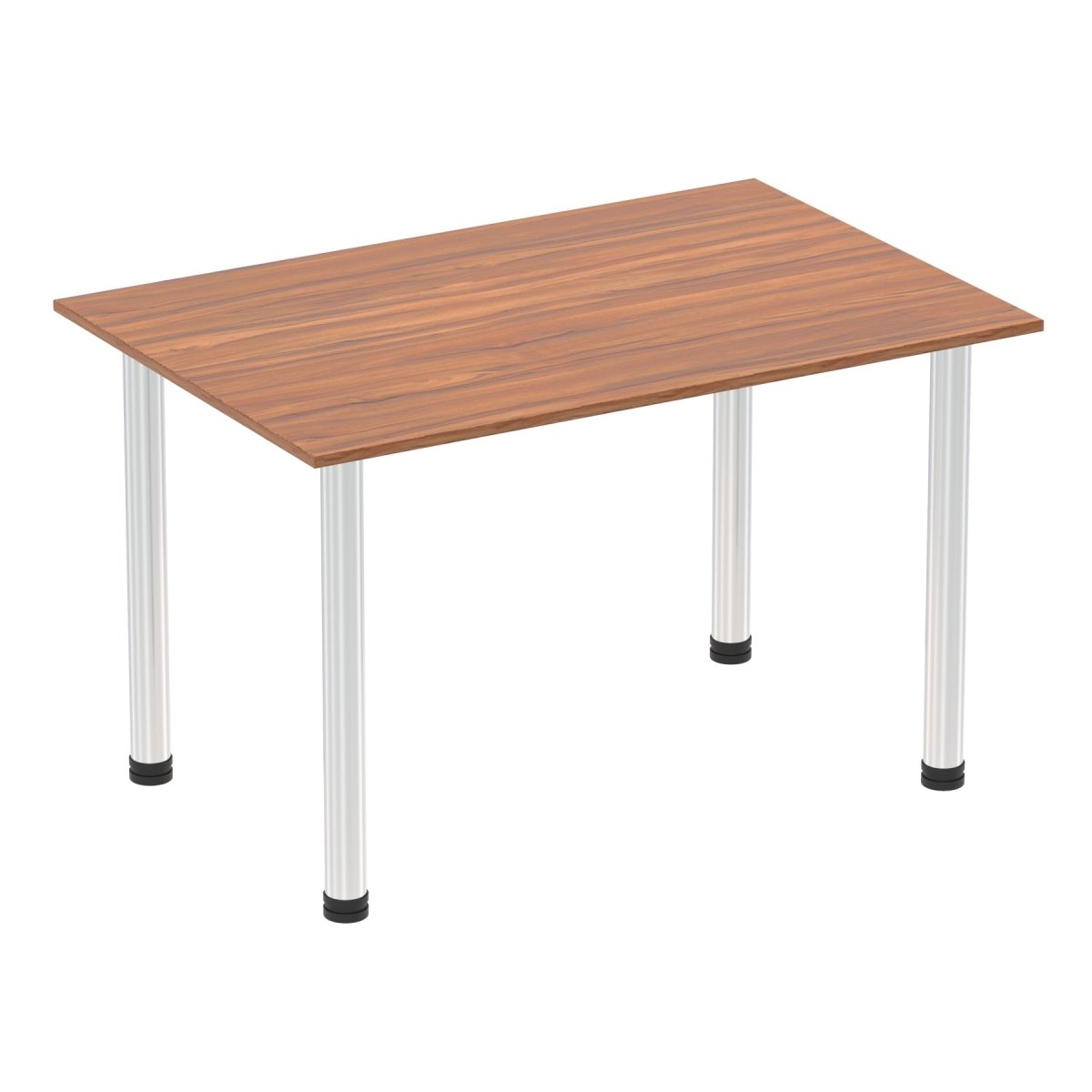 Office furniture impulse-120cm-straight-table-with-post-leg Dynamic  Walnut Desk  ChromeLeg