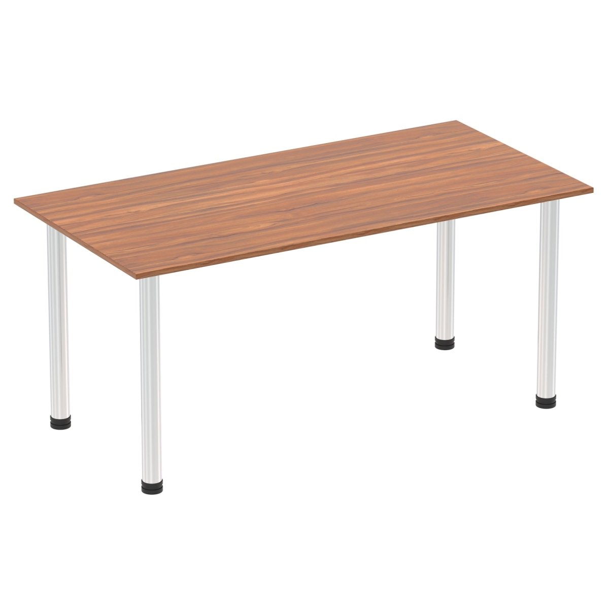 Office Table Impulse 160cm Straight Table With Post Leg Walnut Chrome Dynamic Office  