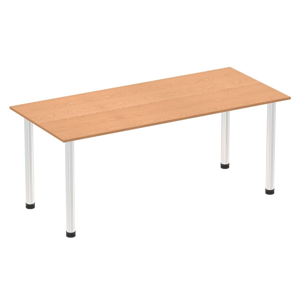 Office Table Impulse 180cm Straight Table With Post Leg Oak Chrome Dynamic Office  