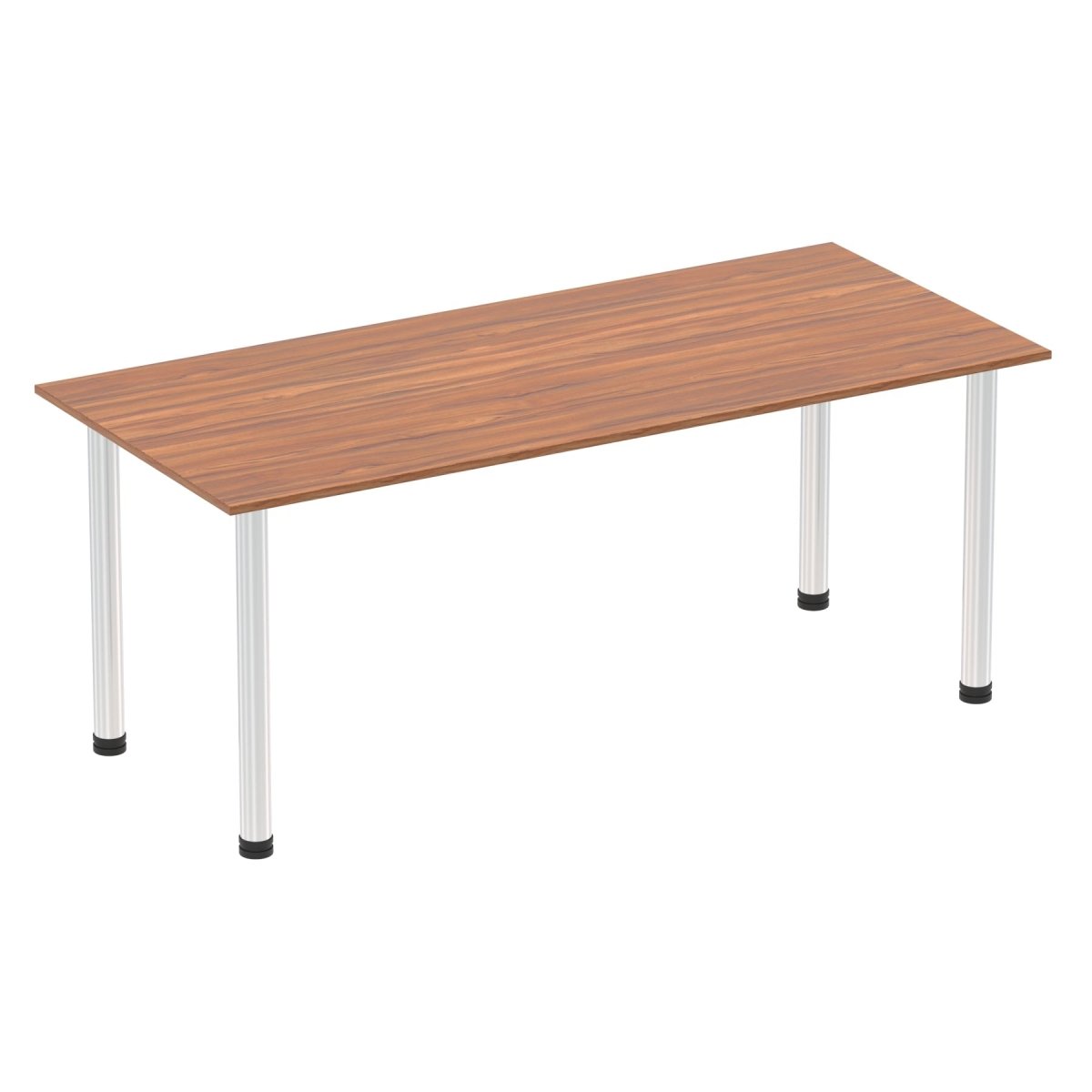 Office Table Impulse 180cm Straight Table With Post Leg Walnut Chrome Dynamic Office  