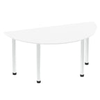 Office furniture impulse-semi-circle-table-with-post-leg Dynamic  White 160 Wide Chrome