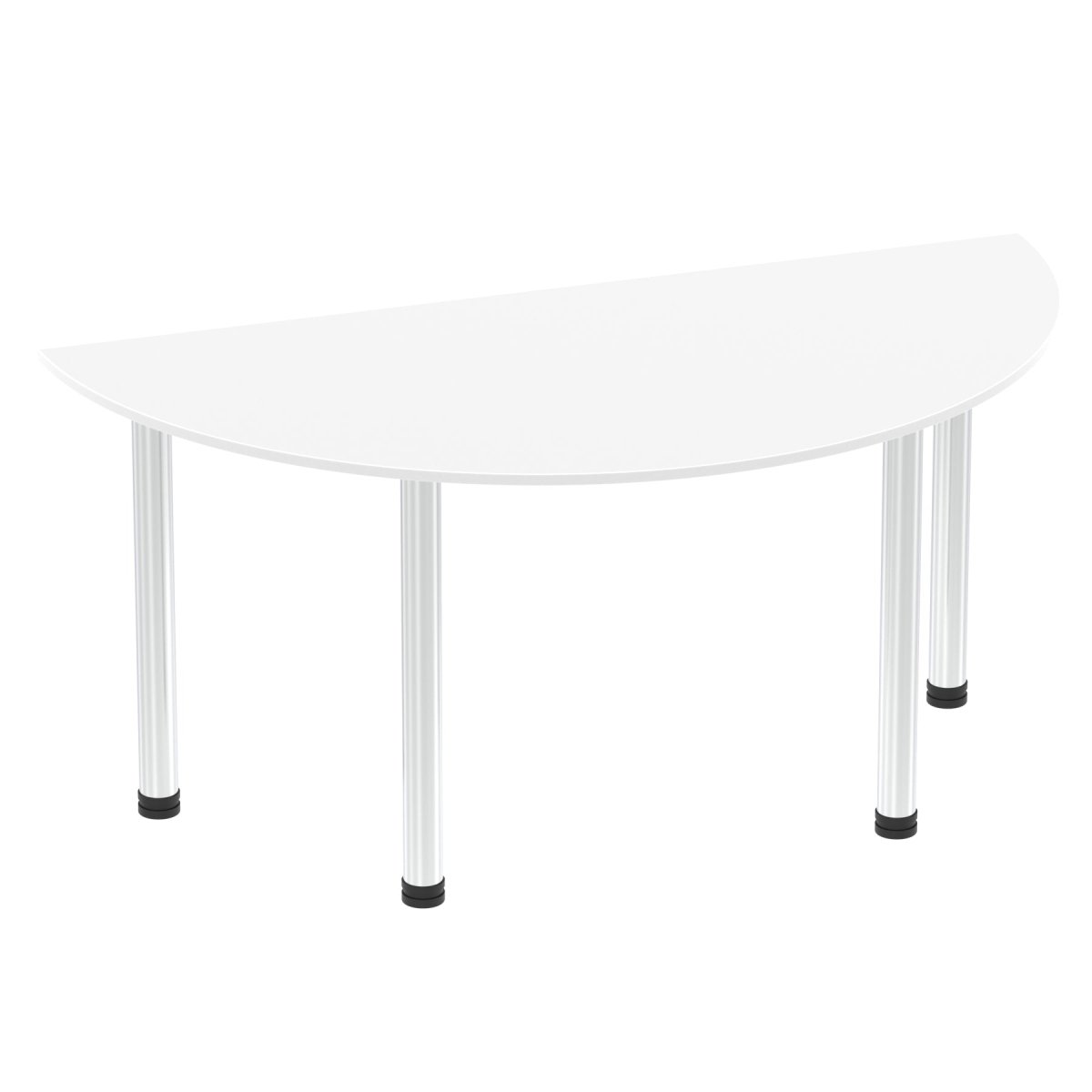 Office furniture impulse-semi-circle-table-with-post-leg Dynamic  White 160 Wide Chrome
