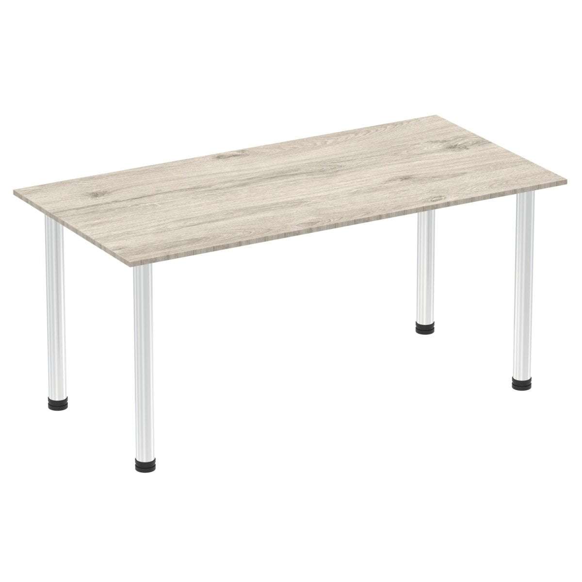 Office Table Impulse 160cm Straight Table With Post Leg Grey Oak Chrome Dynamic Office  