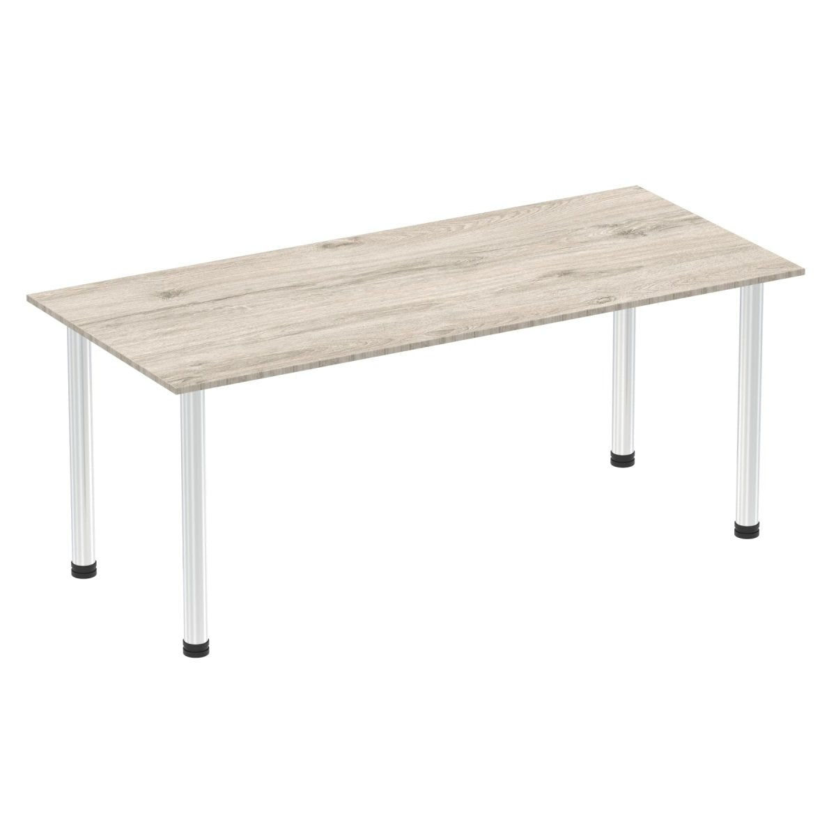 Office Table Impulse 180cm Straight Table With Post Leg Grey Oak Chrome Dynamic Office  