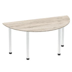 Office furniture impulse-semi-circle-table-with-post-leg Dynamic  Grey Oak 160 Wide Chrome