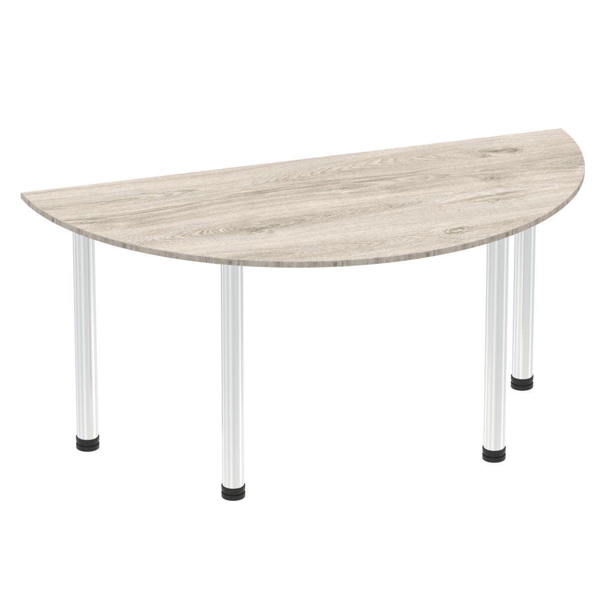 Office furniture impulse-semi-circle-table-with-post-leg Dynamic  Grey Oak 160 Wide Chrome