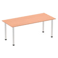 Office Table Impulse 180cm Straight Table With Post Leg Beech Aluminium Dynamic Office  