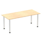 Office Table Impulse 180cm Straight Table With Post Leg Maple Aluminium Dynamic Office  