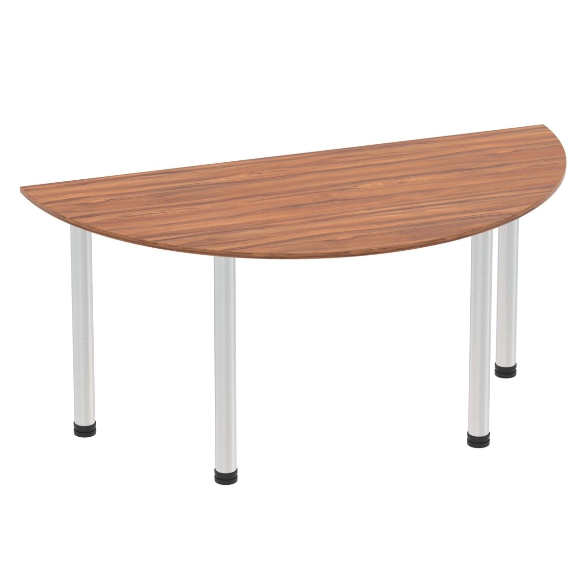 Office furniture impulse-semi-circle-table-with-post-leg Dynamic  Walnut 160 Wide Aluminium