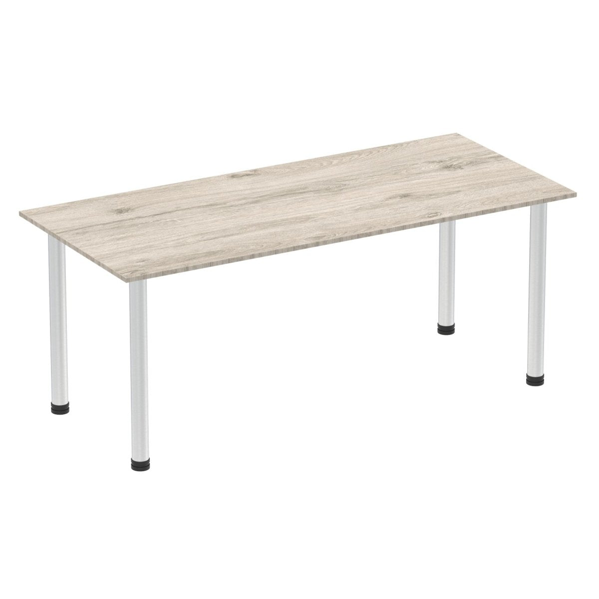 Office Table Impulse 180cm Straight Table With Post Leg Grey Oak Aluminium Dynamic Office  