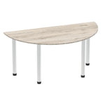 Office furniture impulse-semi-circle-table-with-post-leg Dynamic  Grey Oak 160 Wide Aluminium