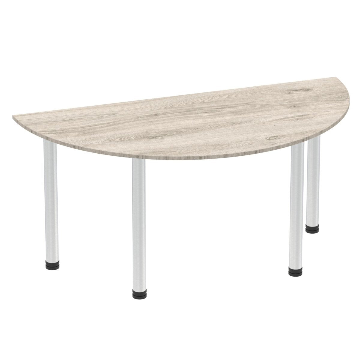Office furniture impulse-semi-circle-table-with-post-leg Dynamic  Grey Oak 160 Wide Aluminium