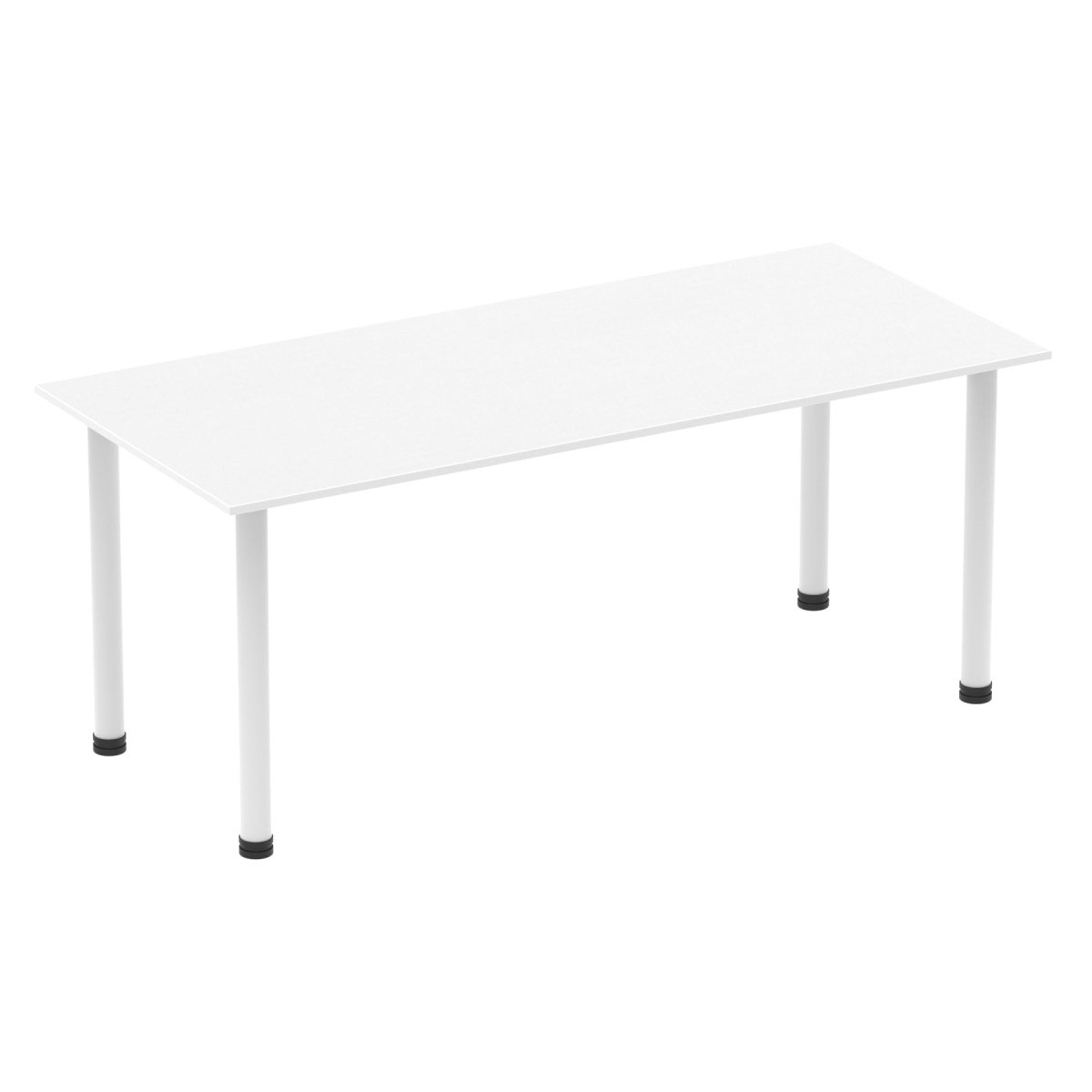 Office Table Impulse 180cm Straight Table With Post Leg White Silver Dynamic Office  