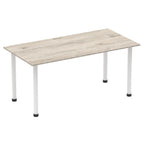 Office Table Impulse 160cm Straight Table With Post Leg Grey Oak White Dynamic Office  