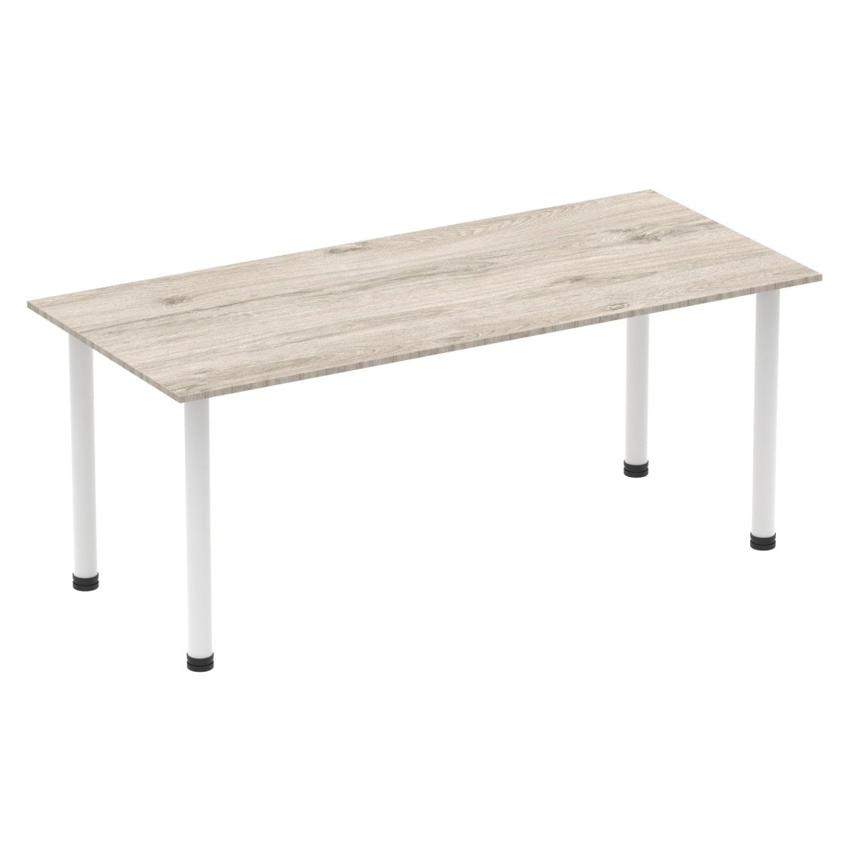 Office Table Impulse 180cm Straight Table With Post Leg Grey Oak White Dynamic Office  