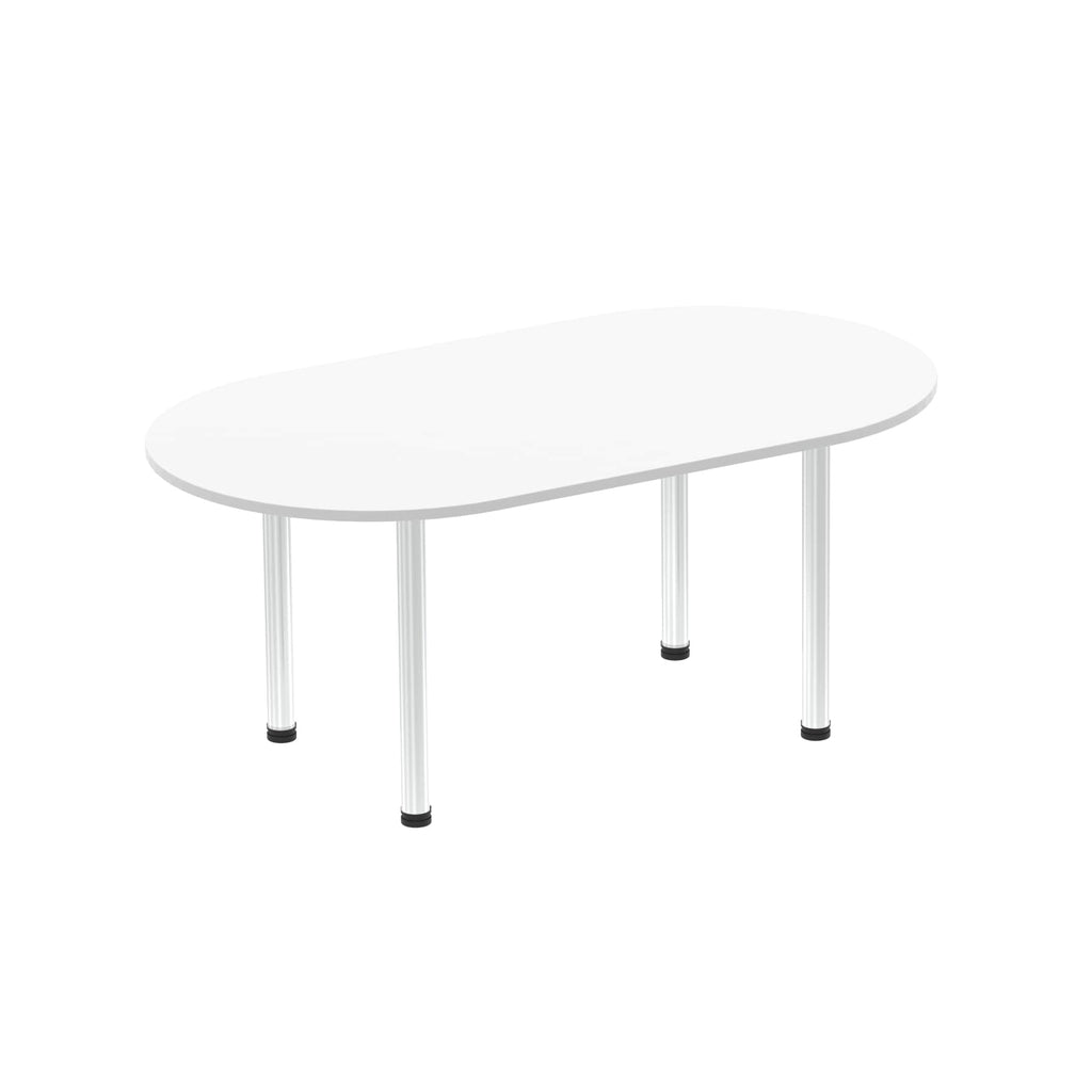 Office furniture impulse-boardroom-table-with-post-leg Dynamic  White 180 Wide  Chrome