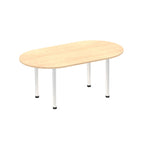 Office furniture impulse-boardroom-table-with-post-leg Dynamic  Oak 180 Wide  Silver