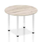 Office furniture impulse-round-table-with-post-leg Dynamic  Grey Oak Desk Colour 100 Wide