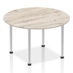 Office furniture impulse-round-table-with-post-leg Dynamic  Grey Oak Desk Colour 120 Wide