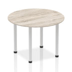 Office furniture impulse-round-table-with-post-leg Dynamic  Grey Oak Desk Colour 100 Wide