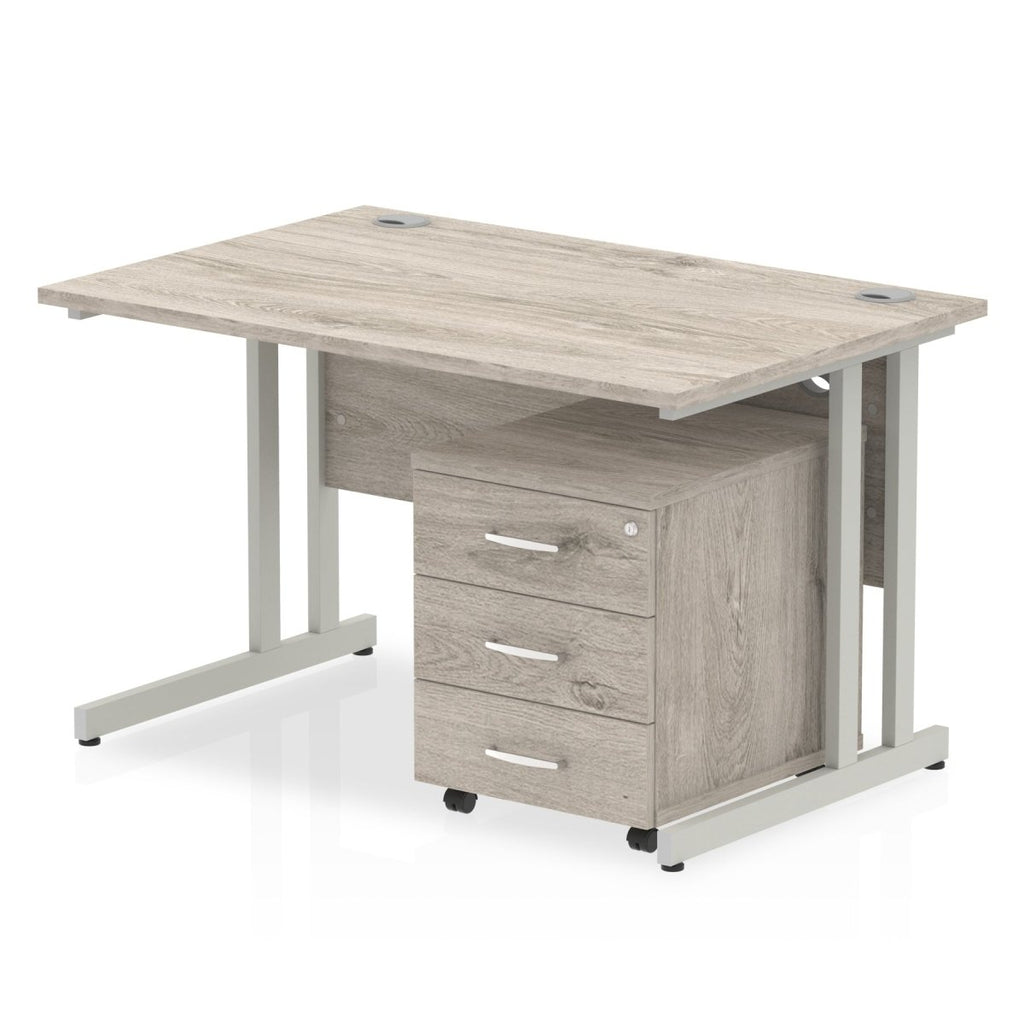 Office furniture impulse-120cm-cantilever-straight-desk-with-mobile-pedestal Dynamic  Maple 2 Drawer   White