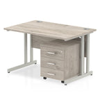Office furniture impulse-120cm-cantilever-straight-desk-with-mobile-pedestal Dynamic  Maple 2 Drawer   White