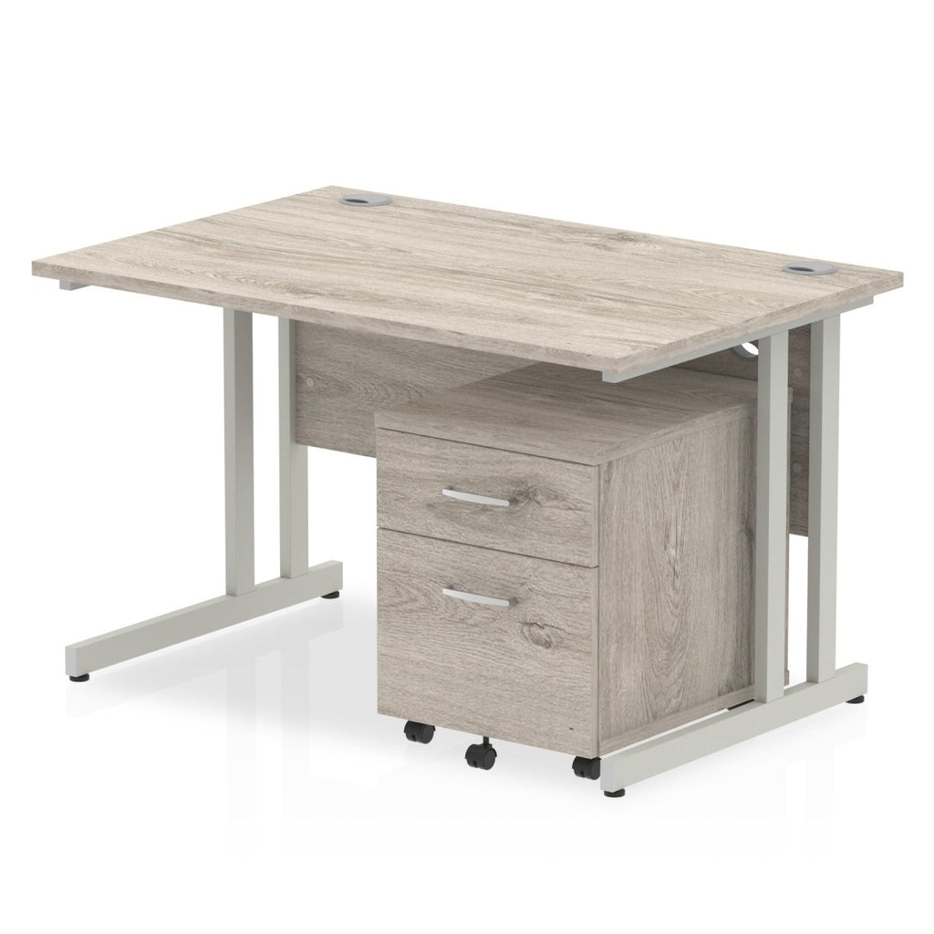 Office furniture impulse-120cm-cantilever-straight-desk-with-mobile-pedestal Dynamic  Maple 3 Drawer   Silver