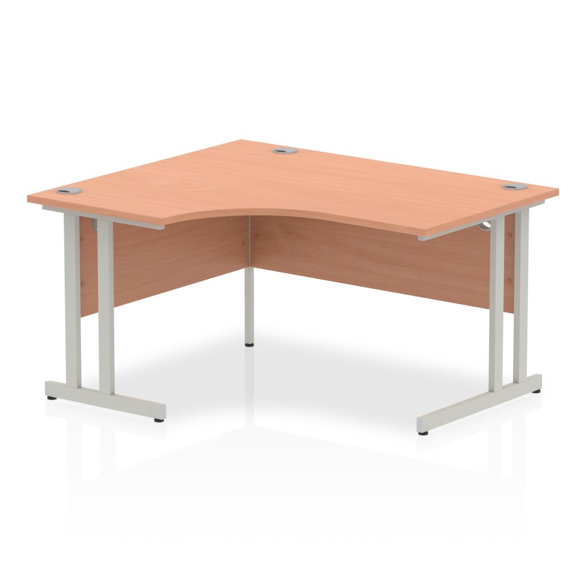 Office Desk Impulse  140cm Left Crescent Desk Cantilever Leg Beech Desk Colour Silver Leg