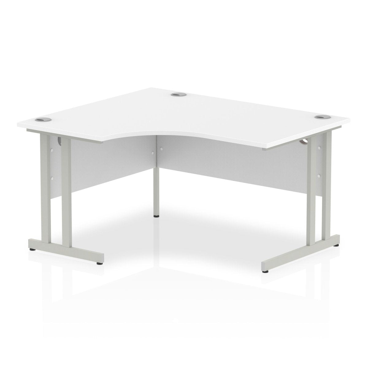 Office furniture impulse-140mm-left-crescent-desk-cantilever-leg Dynamic  White Desk Colour Silver Leg