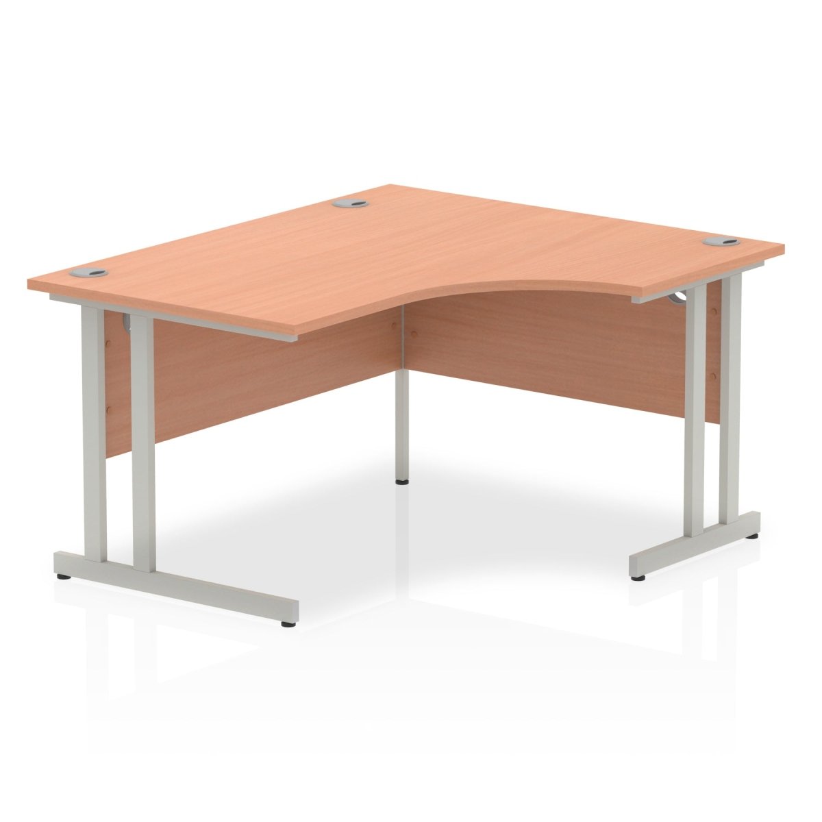 Office Desk Impulse  140cm Right Crescent Desk Cantilever Leg Beech Desk Colour Silver Leg