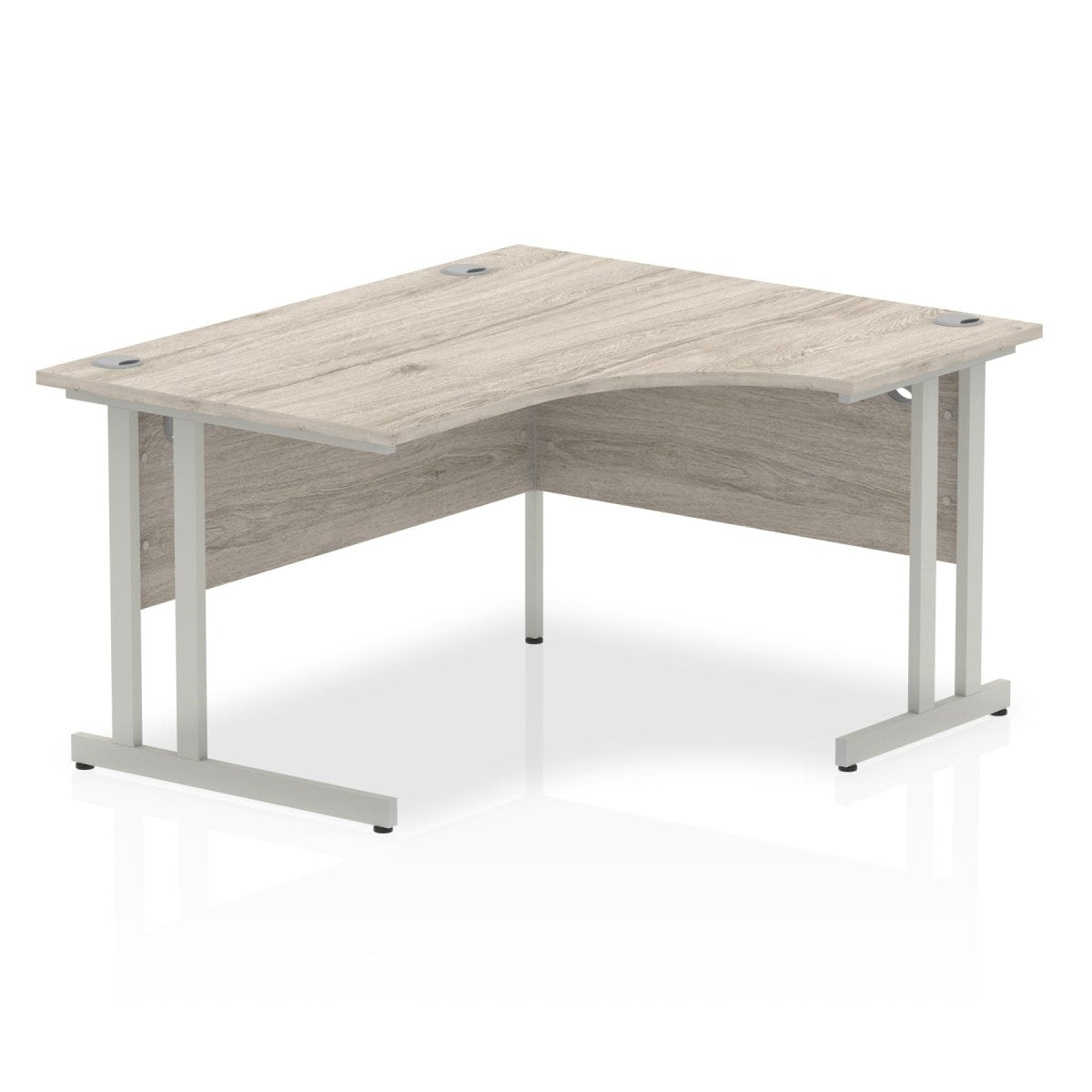 Office furniture impulse-140mm-right-crescent-desk-cantilever-leg Dynamic  Grey Oak Desk Colour Silver Leg
