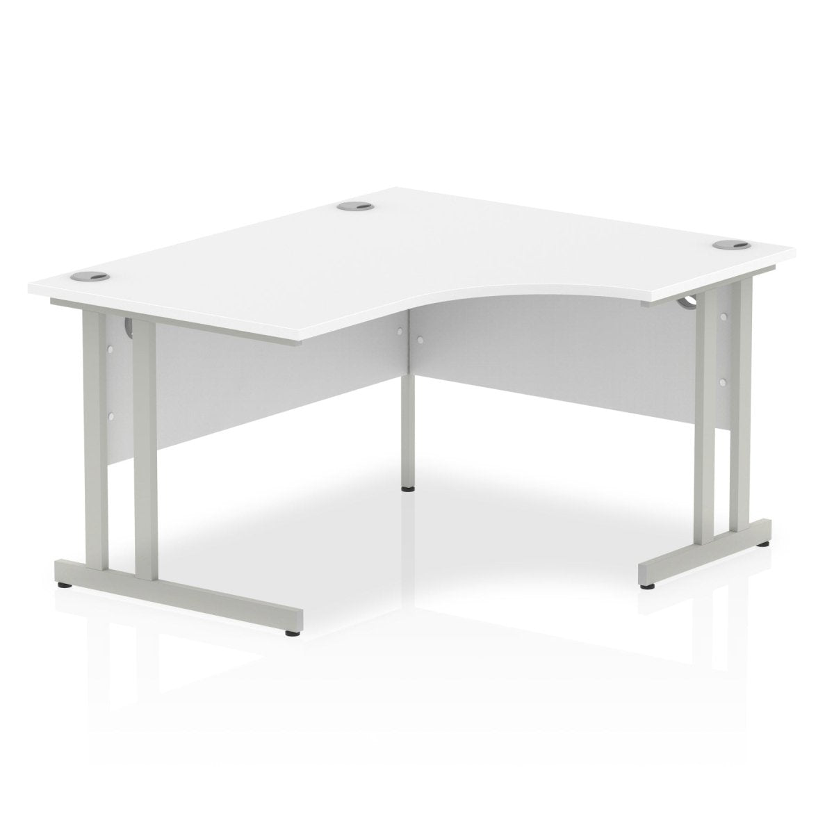 Office furniture impulse-140mm-right-crescent-desk-cantilever-leg Dynamic  White Desk Colour Silver Leg