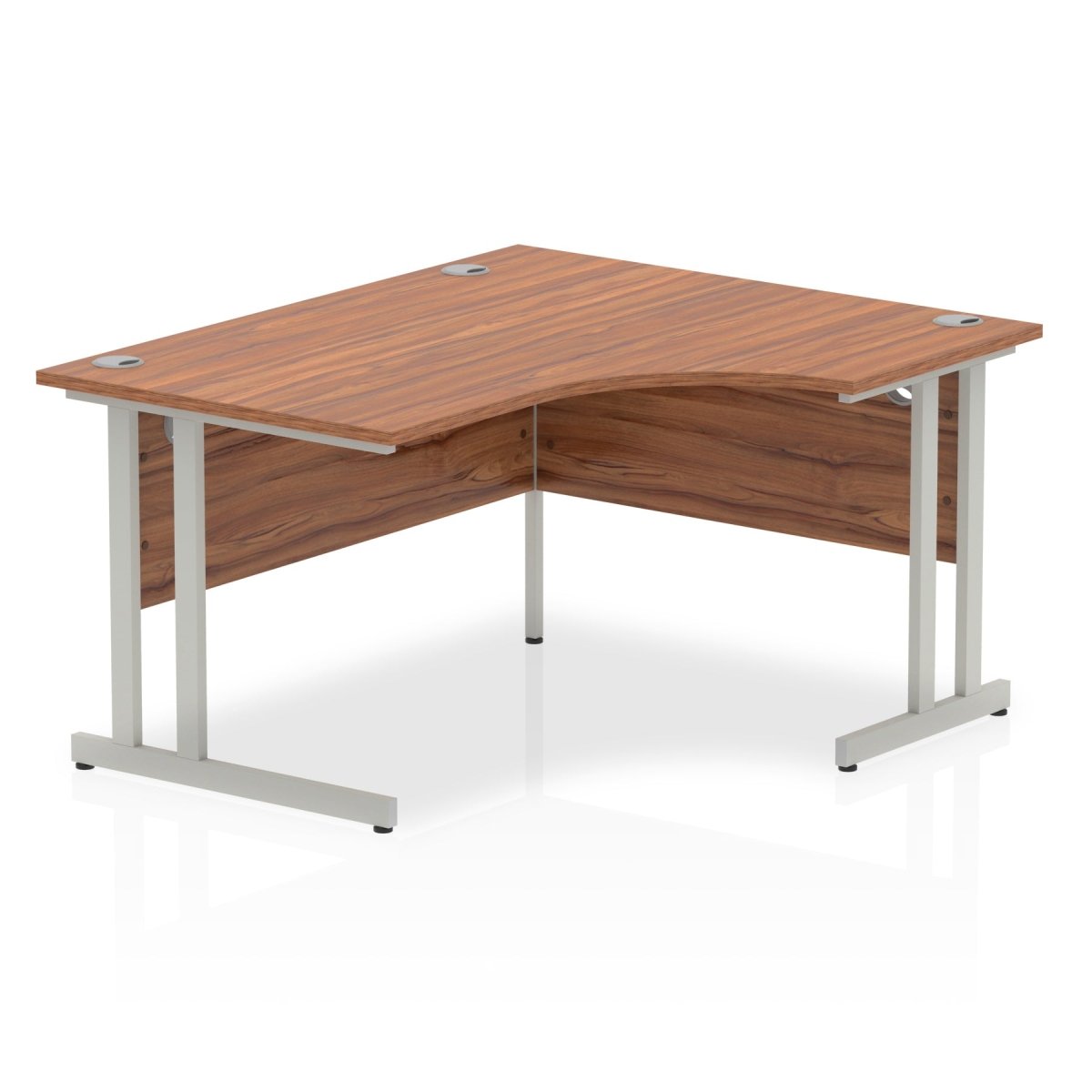 Office furniture impulse-140mm-right-crescent-desk-cantilever-leg Dynamic  Walnut Desk Colour Silver Leg