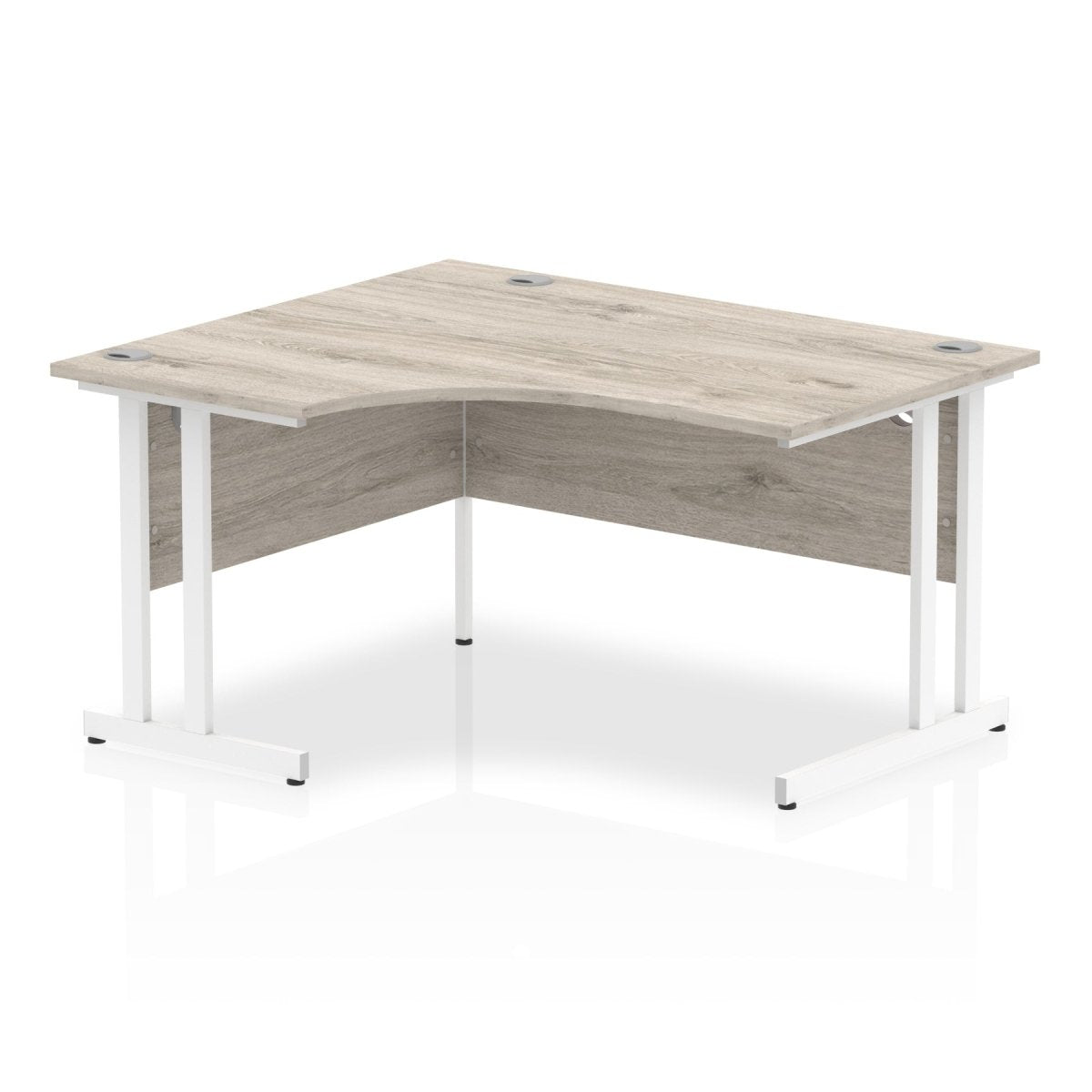 Office furniture impulse-140mm-left-crescent-desk-cantilever-leg Dynamic  Grey Oak Desk Colour White Leg