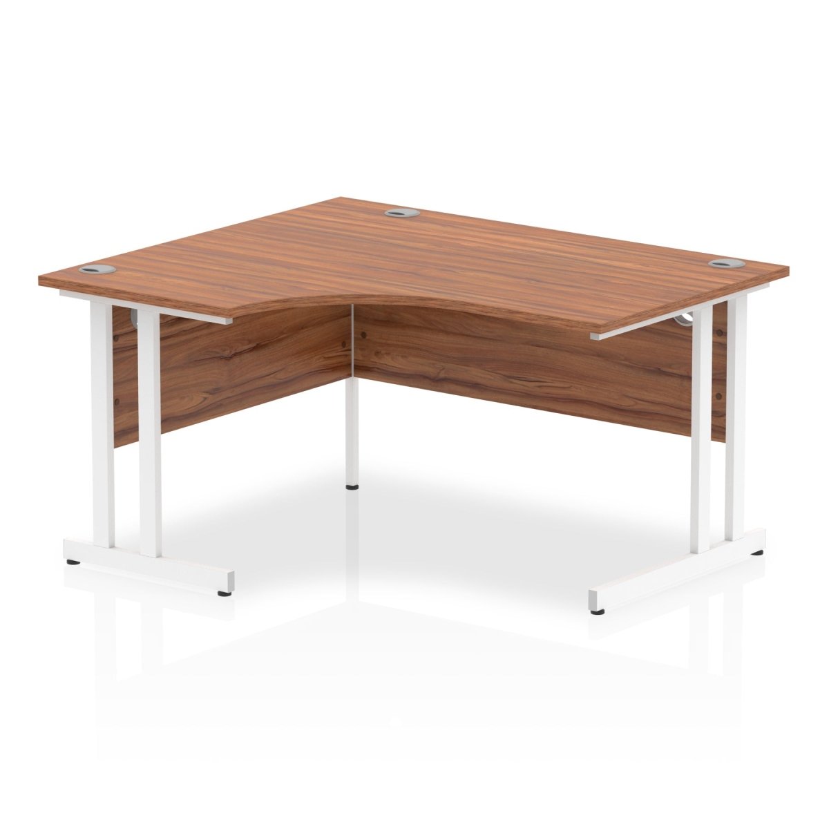 Office furniture impulse-140mm-left-crescent-desk-cantilever-leg Dynamic  Walnut Desk Colour White Leg