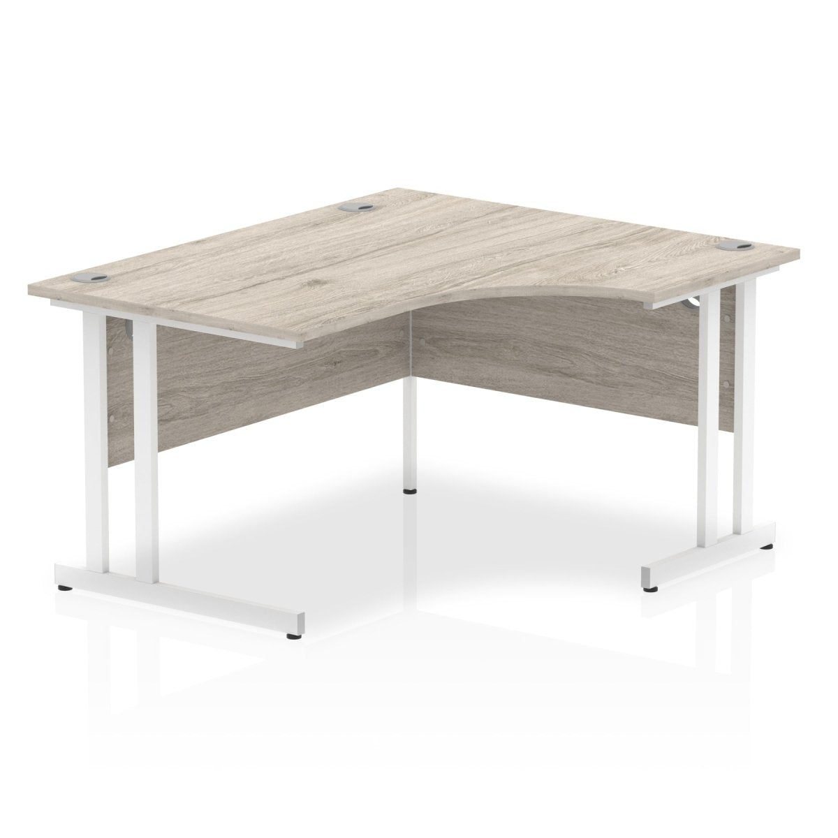 Office furniture impulse-140mm-right-crescent-desk-cantilever-leg Dynamic  Grey Oak Desk Colour White Leg