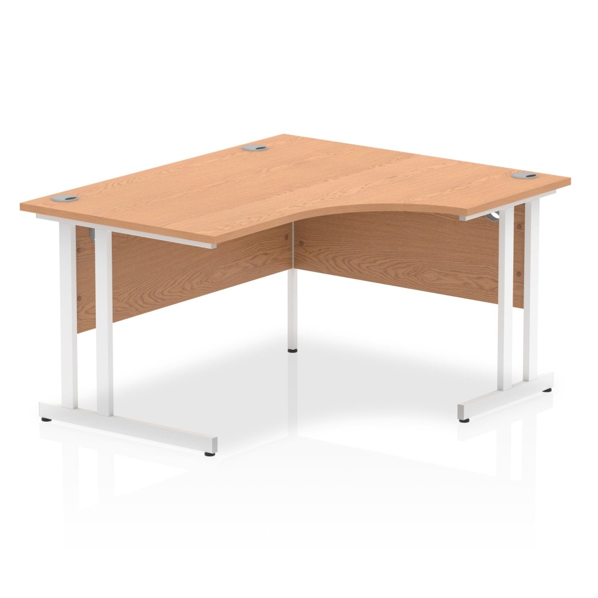 Office furniture impulse-140mm-right-crescent-desk-cantilever-leg Dynamic  Oak Desk Colour White Leg