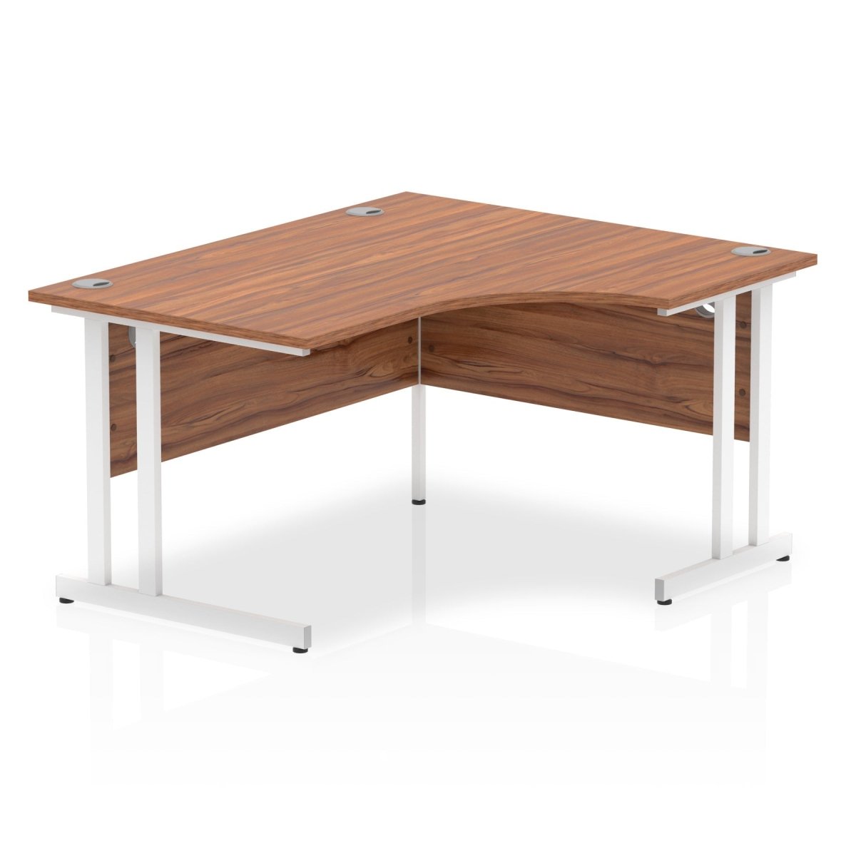 Office furniture impulse-140mm-right-crescent-desk-cantilever-leg Dynamic  Walnut Desk Colour White Leg