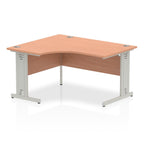 Office Desk Impulse  140cm Left Crescent Desk Cable Managed Leg Beech Desk Colour Black Leg