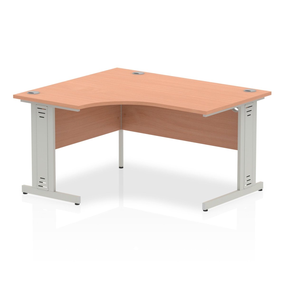 Office Desk Impulse  140cm Left Crescent Desk Cable Managed Leg Beech Desk Colour Black Leg