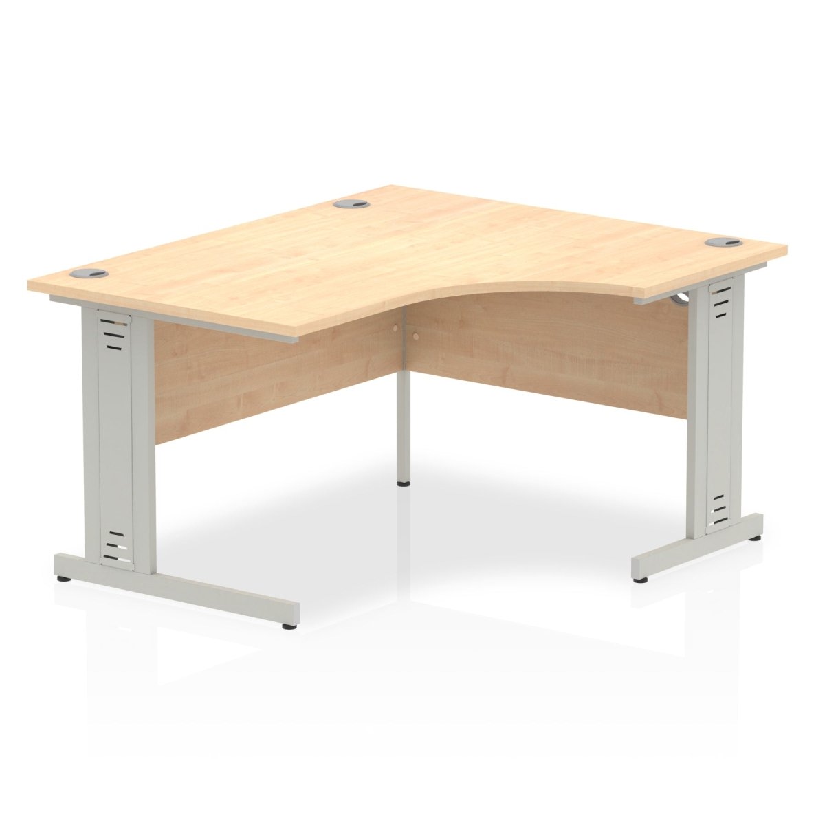 Office furniture impulse-140mm-right-crescent-desk-cable-managed-leg Dynamic  Grey Oak Desk Colour Silver Leg