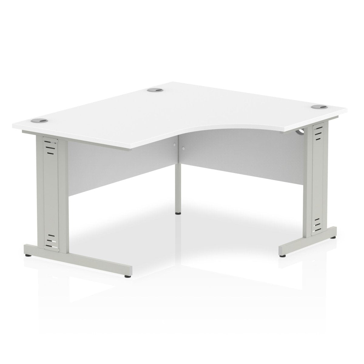 Office furniture impulse-140mm-right-crescent-desk-cable-managed-leg Dynamic  Oak Desk Colour Silver Leg