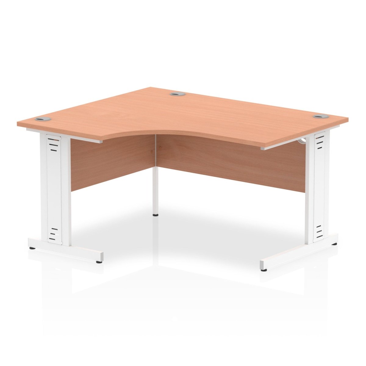 Office furniture impulse-140mm-left-crescent-desk-cable-managed-leg Dynamic  Beech Desk Colour Silver Leg