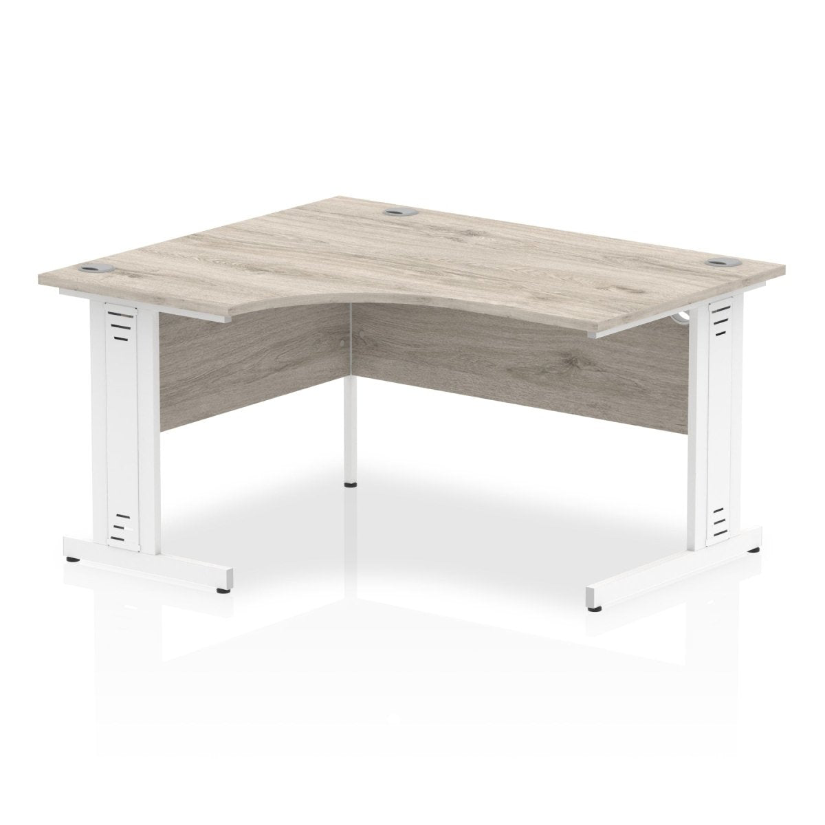 Office furniture impulse-140mm-left-crescent-desk-cable-managed-leg Dynamic  Grey Oak Desk Colour Silver Leg