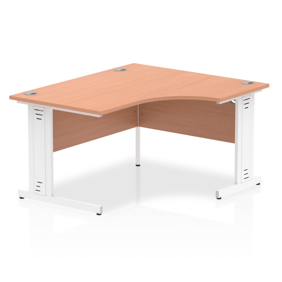 Office furniture impulse-140mm-right-crescent-desk-cable-managed-leg Dynamic  Beech Desk Colour Silver Leg